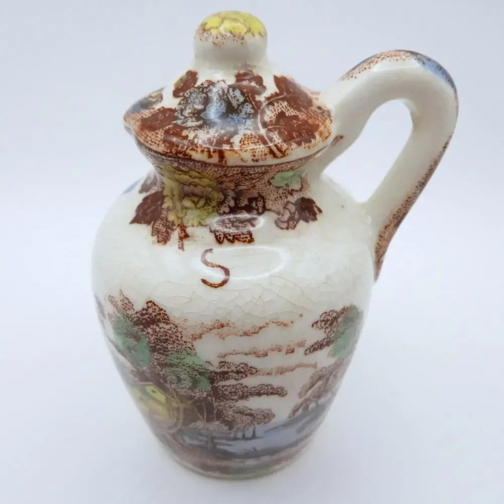 Vintage NASCO Mountain Woodland Salt Pepper Shakers Caddy Transferware Japan